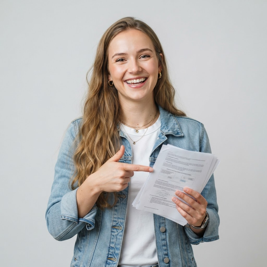 Cliente segurando documentos impressos